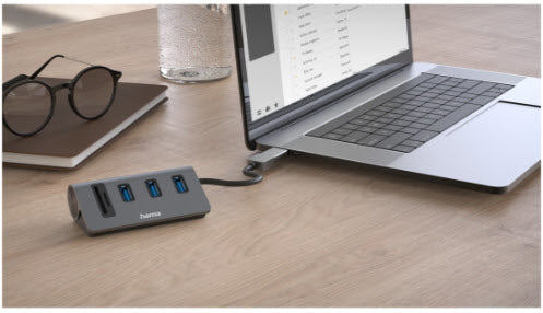 Hama 00200140 laptop dock/port replicator USB 3.2 Gen 1 (3.1 Gen 1) Type-A Anthracite, Black