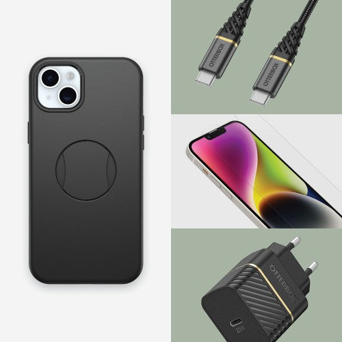 OtterBox OtterGrip Symmetry Series for iPhone 15 Plus, Black