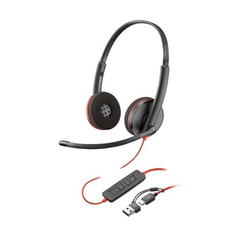 HP Poly Blackwire 3220 Stereo USB-C Headset +USB-C/A Adapter (Bulk)