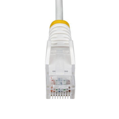 StarTech.com 15m White Slim CAT6 Ethernet Cable, Snagless, 100W PoE, UTP, LSZH, 28AWG Pure Bare Copper Wire, Slim RJ45 Network Patch Cord w/Strain Reliefs, Fluke Tested