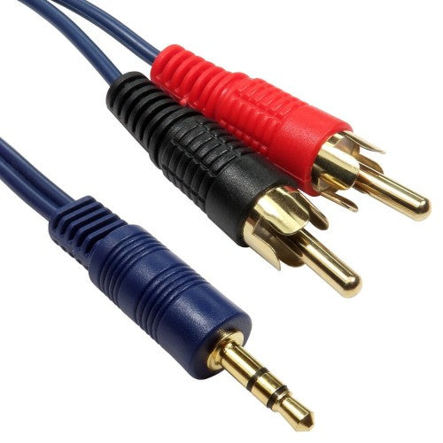 Cables Direct 3.5mm - 2xRCA, 5m audio cable Blue