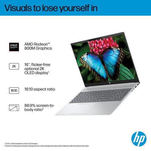 HP OmniBook 5 NGAI OmniBook 5 Next Gen AI 16-ag1007na Copilot+ PC AMD Ryzen™ AI 5 340 Laptop 40.6 cm (16") 2K 16 GB LPDDR5x-SDRAM 1 TB SSD Wi-Fi 6 (802.11ax) Windows 11 Home Silver