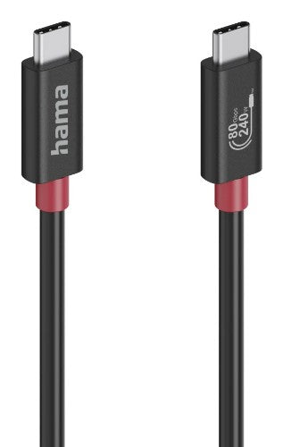 Hama USB-C Cable, E-Marker, USB4 Gen4, 80 Gbit/s, 5 A, 240 W, 1.00 m