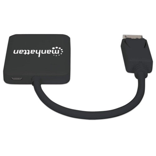 Manhattan DisplayPort 1.2 to 2-Port HDMI Splitter Hub with MST, 4K@30Hz, USB-A Powered, Video Wall Function, HDCP 2.2, Black, MST = Multi-Stream Transport, 3 Year Warranty