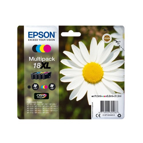 Epson C13T18164012/18XL Ink cartridge multi pack Bk,C,M,Y high-capacity 470pg + 3x450pg, 1x 12ml + 3x 7ml Pack=4 for Epson XP 30
