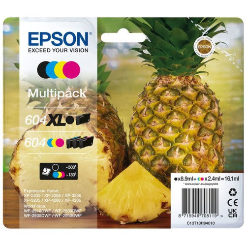 Epson C13T10H94010/604XL/604 Ink cartridge multi pack 1xBk HC + 1x C,M,Y 500pg + 3x130pg Pack=4 for Epson XP-2200