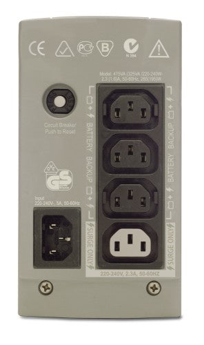 APC Back-UPS CS 325VA, 230V, without auto shutdown software, 4 IEC outlets (1 surge)