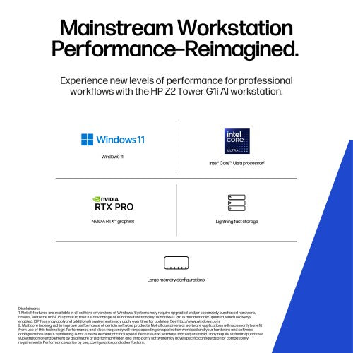 HP Z2 Tower G1i Wolf Pro Security Edition Intel Core Ultra 7 265K 32 GB DDR5-SDRAM 1 TB SSD NVIDIA RTX Pro 2000 Blackwell Windows 11 Pro Workstation AI Workstation, AI PC Black