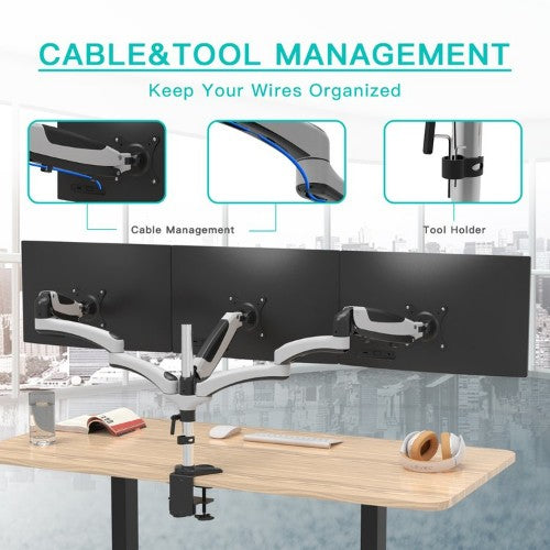 Amer Mounts HYDRA3XL monitor mount / stand 71.1 cm (28") Black, Chrome, White Desk