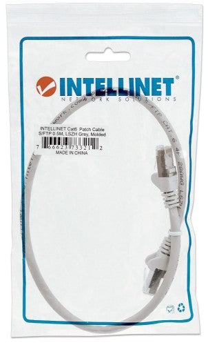 Intellinet Network Patch Cable, Cat6, 0.5m, Grey, Copper, S/FTP, LSOH / LSZH, PVC, RJ45, Gold Plated Contacts, Snagless, Booted, Lifetime Warranty