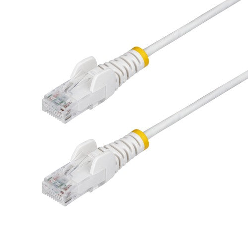 StarTech.com 2m White Slim CAT6 Ethernet Cable, Snagless, 100W PoE, UTP, LSZH, 28AWG Pure Bare Copper Wire, Slim RJ45 Network Patch Cord w/Strain Reliefs, Individually Tested