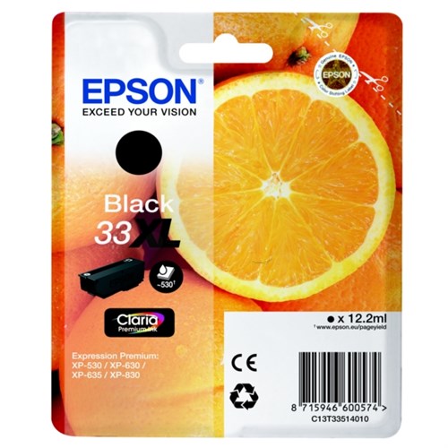 Epson C13T33514012/33XL Ink cartridge black high-capacity, 530 pages ISO/IEC 24711 12,2ml for Epson XP 530