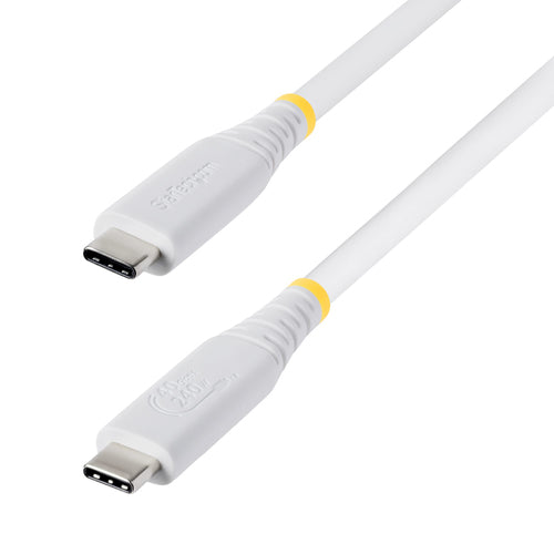 StarTech.com 50cm (1.6ft) USB4 Cable, 40Gbps, USB-IF Certified USB-C Cable, 240W PD, 8K 60Hz/4K 240Hz DP2.1 DP40, TPE Jacket, Thunderbolt 4 Compatible - White USB-C Cord