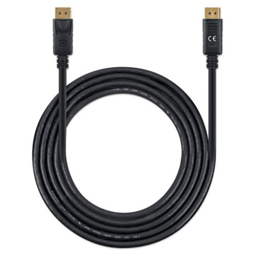 Manhattan DisplayPort 1.4 Cable, 8K@60hz, 2m, Suitable for ALL 8K, 4K & 1080p/HD uses - when upgrading now or have it ready for when you need it, PVC Cable, Male to Male, With Latches, Fully Shielded, Black, Lifetime Warranty, Equivalent to DP14MM2M