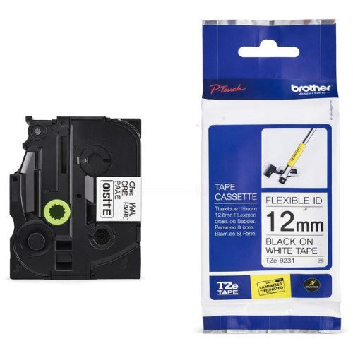 Brother TZE-FX231 DirectLabel black on white Laminat 12mm x 8m for Brother P-Touch TZ 3.5-18mm/6-12mm/6-18mm/6-24mm/6-36mm