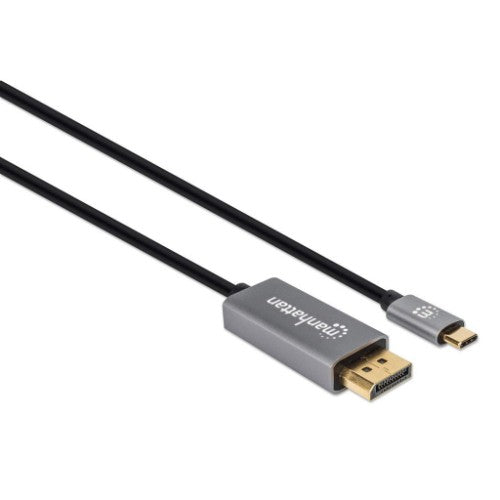 Manhattan USB-C to DisplayPort 1.4 Cable, 8K@60Hz, 2m, Male to Male, Not Bi-Directional, Black, Three Year Warranty, Equivalent to CDP2DP146B (except 20cm longer)