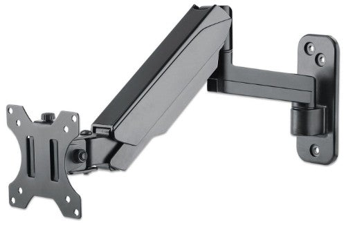 Manhattan Wall Mount for TV & Monitors (Spring Arm 3 pivots), For screens 17" to 32", VESA compatibility: 75x75mm and 100x100mm - check the dimensions of the four mounting holes on back of screen to ensure it fits, Max 8kg, Black, Bracket, Lifetime Warran