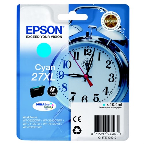 Epson C13T27124010/27XL Ink cartridge cyan high-capacity, 1.1K pages 10.4ml for Epson WF 3620