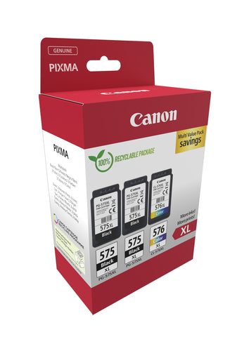 Canon 5437C004/PG-575XL+CL-576XL Printhead cartridge multi pack 2x black +1x color high-capacity Pack=3 for Canon Pixma TS 3550 i