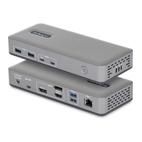 StarTech.com USB-C Docking Station Triple 4K Displays (2x 4K 60Hz, 1x 4K 30Hz), 100W Power Delivery, 6 USB Ports (10Gbps), Gigabit Ethernet, DisplayPort + HDMI, Driverless Windows Laptop Dock