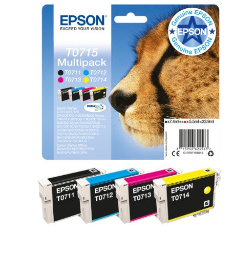 Epson C13T07154012/T0715 Ink cartridge multi pack Bk,C,M,Y 7,4ml+3x5,5ml Pack=4 for Epson Stylus BX 310/600/D 120/D 78/S 20