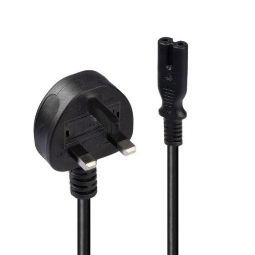 Lindy 2m UK 3 Pin Plug To IEC C7 Mains Power Cable, Black