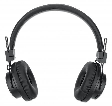 Manhattan Bluetooth On-Ear Headset, Microphone, FM Radio, Integrated Controls, 8 hour usage time, Max Range 10m, MicroSD Card slot, 3.5mm Aux port, Bluetooth v5.0, USB-A charging cable included, Three Year Warranty