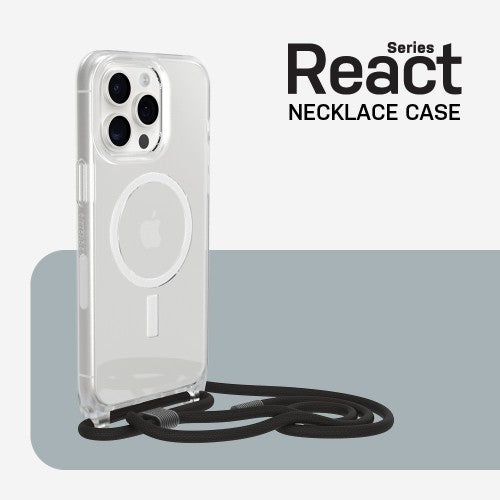 OtterBox React Series Necklace MagSafe for iPhone 15 Pro Max with Strap, Clear