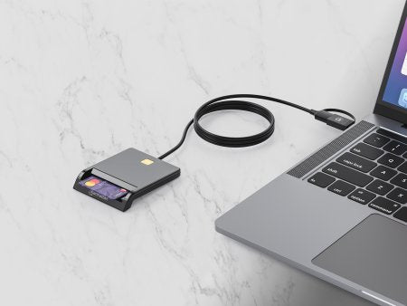 Manhattan USB-A / USB-C combo Smart Card Reader, USB 2.0 Type-C and Type-A Male to Contact Reader Interface, Supports Windows, macOS and Linux, Reads SIM Cards with Adapter (not included or available from ), 1m Cable, Black