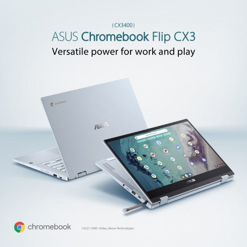 ASUS Chromebook CB3400FMA-EC0369 Intel® Core™ i3 i3-1110G4 35.6 cm (14") Touchscreen Full HD 8 GB LPDDR4x-SDRAM 256 GB SSD Wi-Fi 6 (802.11ax) ChromeOS Blue