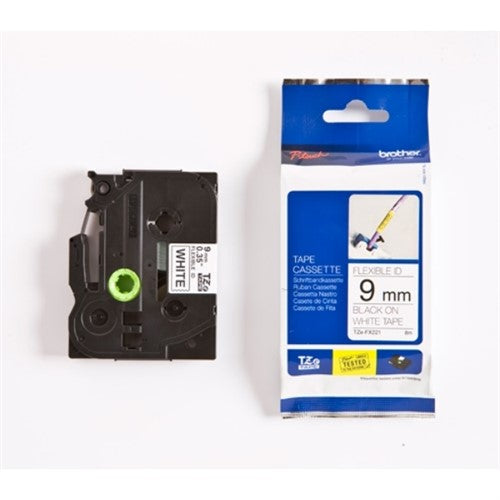 Brother TZE-FX221 DirectLabel black on white Laminat 9mm x 8m for Brother P-Touch TZ 3.5-18mm/6-12mm/6-18mm/6-24mm/6-36mm