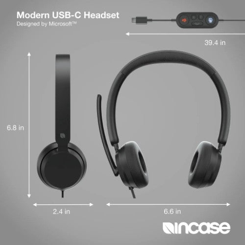 Incase Designed by Microsoft Modern USB-C Headset Wired Head-band Office/Call center USB Type-C Black
