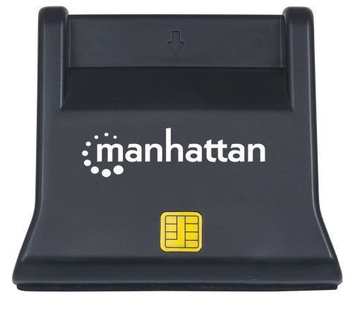 Manhattan USB-A Smart/SIM Card Reader, 480 Mbps (USB 2.0), Desktop Standing, Friction Type compatible, Hi-Speed USB, Cable 86cm, Black, Three Year Warranty