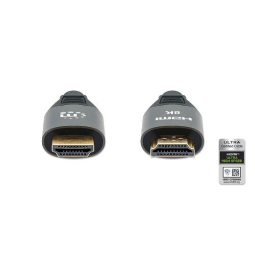 Manhattan HDMI 8K@60Hz Cable with Ethernet, 3m, Certified, Suitable for ALL 8K, 4K & 1080p/HD uses - when upgrading now or have it ready for when you need it, Male to Male, Black, 4K@120Hz, Ultra HD 4k x 2k, Lifetime Warranty, Ultra High Speed