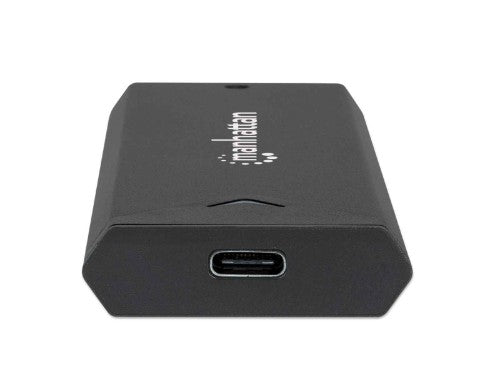 Manhattan M.2 NVMe SSD Enclosure, USB-C Female Connection, 10 Gbps (USB 3.2 Gen2 aka USB 3.1), UASP-compliant, SuperSpeed+ USB, Aluminum, Black, Three Year Warranty