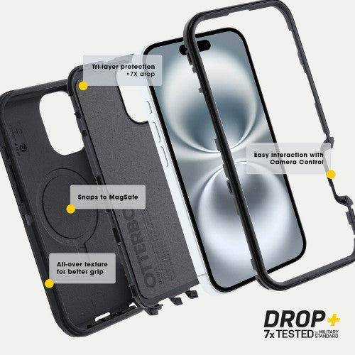 OtterBox Defender Pro for MagSafe Series for Apple iPhone 16, black - No Retail Packaging