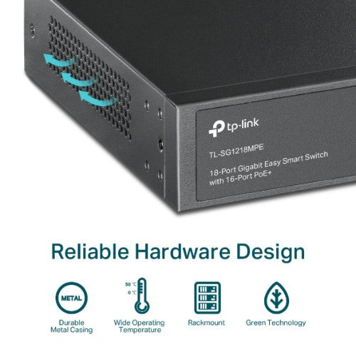 TP-Link 18-Port Gigabit Easy Smart PoE Switch with 16-Port PoE+