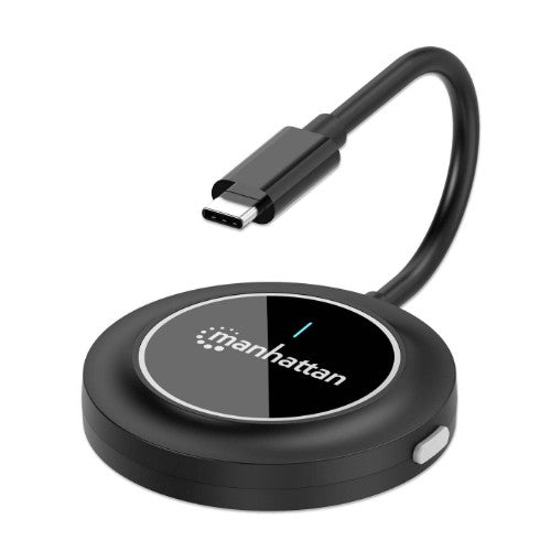 Manhattan 1080p Wireless HDMI Display Adapter with USB-C Transmitter, Dongle Wirelessly Displays a Video Signal from a USB-C Device on an HDMI TV or Projector, Requires Receiver from #208420 Wireless HDMI Presentation Kit, Black