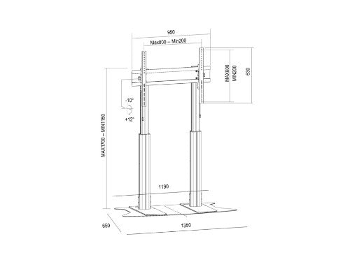 Multibrackets M Motorized Display Stand Dual Pillar Floorbase Black