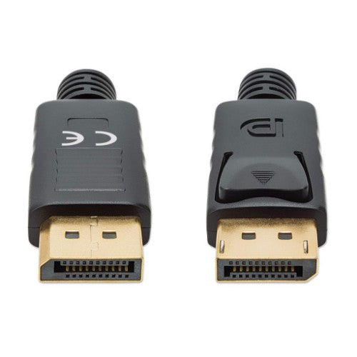 Manhattan DisplayPort 1.4 Cable, 8K@60hz, 1m, Suitable for ALL 8K, 4K & 1080p/HD uses - when upgrading now or have it ready for when you need it, PVC Cable, Male to Male, With Latches, Fully Shielded, Black, Lifetime Warranty, Equivalent to DP14MM1M