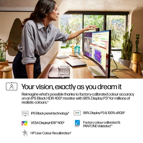 HP Series 7 Pro 34 inch WQHD Conferencing Monitor - 734pm PVC Free