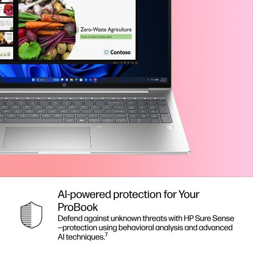 HP ProBook 4 G1i AI PC Intel Core Ultra 7 255U Laptop 40.6 cm (16") WUXGA 16 GB DDR5-SDRAM 512 GB SSD Wi-Fi 7 (802.11be) Windows 11 Pro Silver