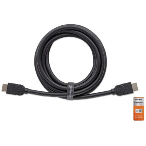 Manhattan HDMI 4K@60Hz Cable with Ethernet, 5m, Certified, Suitable for ALL 4K & 1080p/HD uses - when upgrading now or have it ready for when you need it, Male to Male, Black, Ultra HD 4k x 2k, Lifetime Warranty, Premium High Speed, Equivalent to HDMM5MP