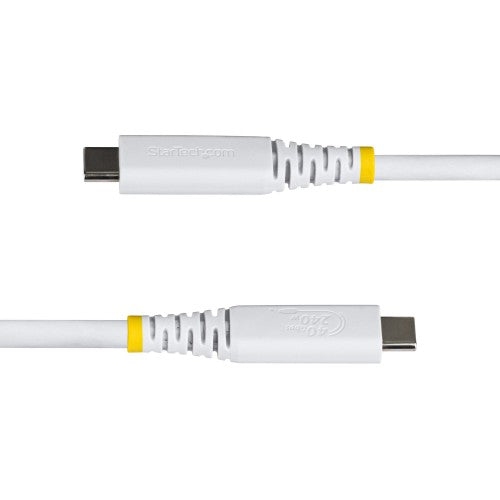 StarTech.com 50cm (1.6ft) USB4 Cable, 40Gbps, USB-IF Certified USB-C Cable, 240W PD, 8K 60Hz/4K 240Hz DP2.1 DP40, TPE Jacket, Thunderbolt 4 Compatible - White USB-C Cord
