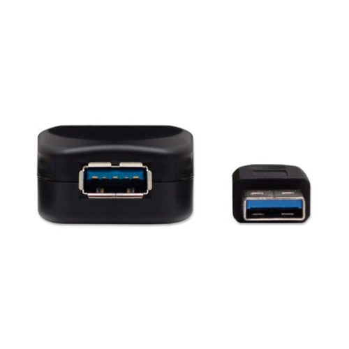 Manhattan USB-A to USB-A Extension Cable, 5m, Male to Female, Active, 5 Gbps (USB 3.2 Gen1 aka USB 3.0), Built In Repeater, SuperSpeed USB, Black, Three Year Warranty, Equivalent to USB2AAEXT5M.