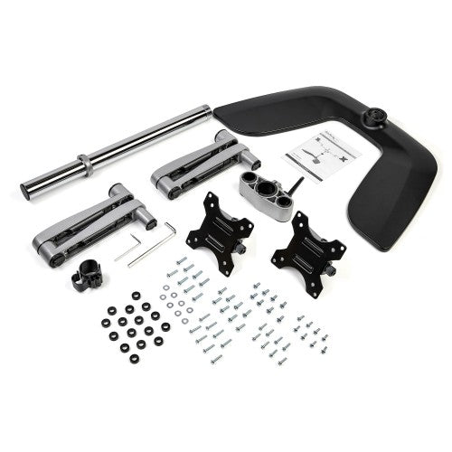 StarTech.com Dual Monitor Stand - Ergonomic Desktop Monitor Stand for up to 32" VESA Displays - Free-Standing Articulating Universal Computer Monitor Mount - Adjustable Height - Silver
