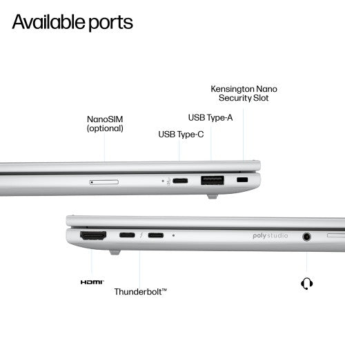HP EliteBook 8 G1i Next Gen AI Wolf Pro Security Edition Copilot+ PC Intel Core Ultra 5 228V Laptop 35.6 cm (14") WUXGA 32 GB LPDDR5x-SDRAM Wi-Fi 7 (802.11be) Windows 11 Pro Silver