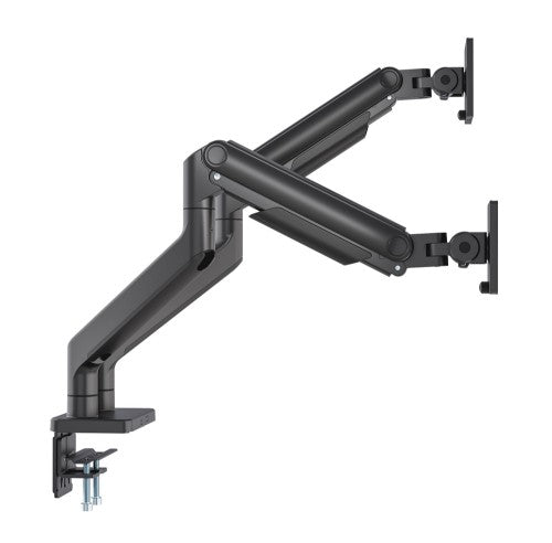 Manhattan Dual Desk Mount for TV & Monitor Mounts (Full Motion Spring), For screens 13" to 45", Clamp or Grommet Assembly, VESA compatability: 75x75 and 100x100mm - check the dimensions of the four mounting holes on back of screen to ensure it fits, Max 2