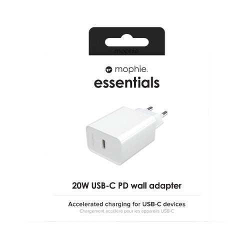 mophie essentials 20W USB-C PD wall adapter Universal White AC Fast charging Indoor