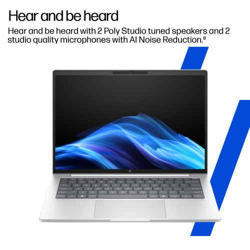 HP EliteBook 8 G1i 14 inch Notebook Next Gen AI PC Copilot+ PC Intel Core Ultra 7 258V Laptop 35.6 cm (14") WUXGA 32 GB LPDDR5x-SDRAM 512 GB SSD Wi-Fi 7 (802.11be) Windows 11 Pro Silver